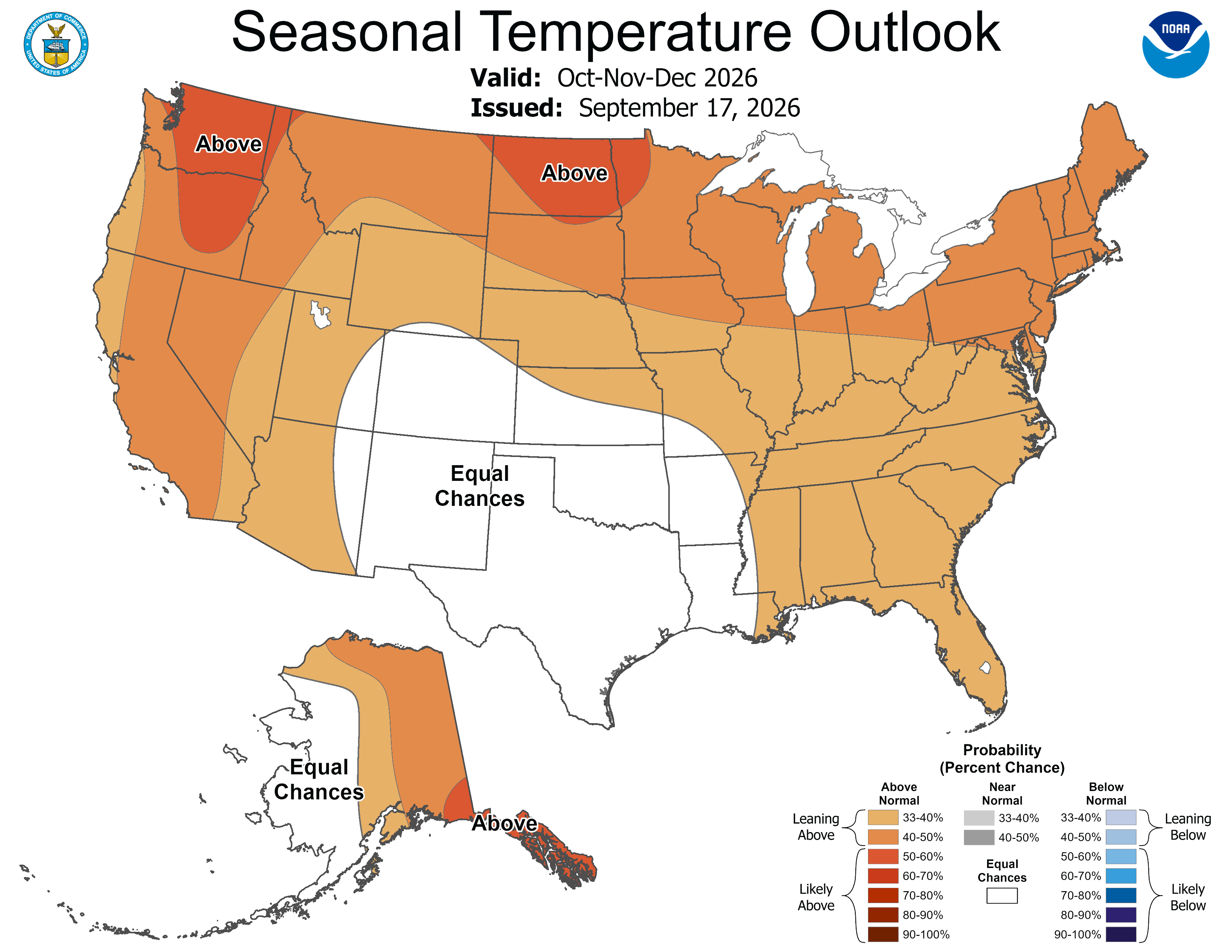 Official NOAA Climate Prediction Center seasonal temperature outlook
