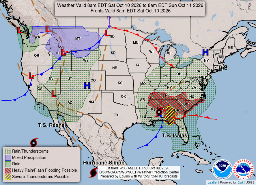 NOAA Weather Prediction Center national forecast for day three